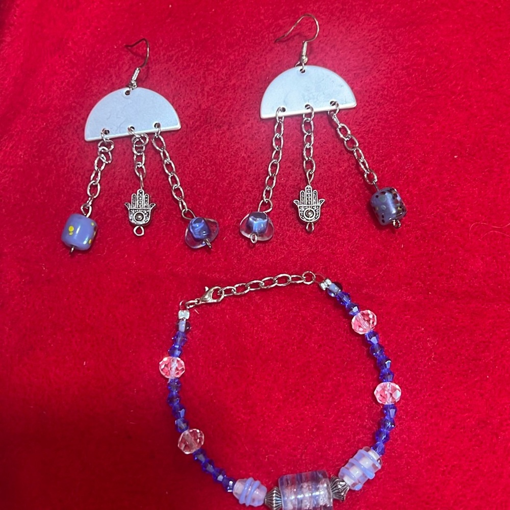 Earrings and bracelet